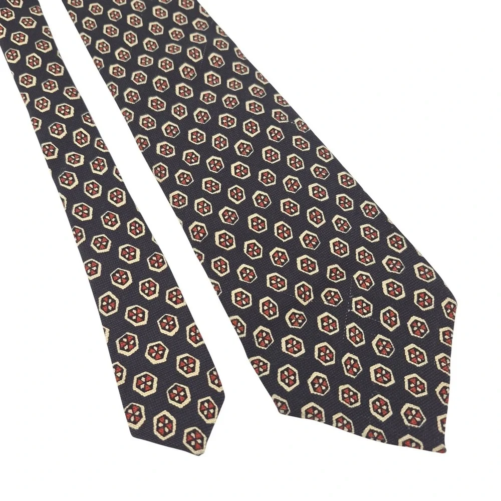 Polo Ralph Lauren Mens Silk Geometric Medallion Tie Navy Red Cream Preppy